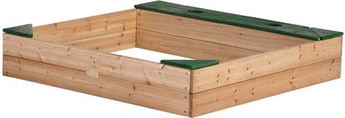 AXI Amy Houten Zandbak in Bruin/Groen - Incl. Beschermhoes, Opbergruimte en Zitbankjes - FSC hout - 115x115cm