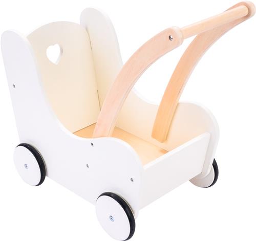 Poppen loopwagen roze/ wit