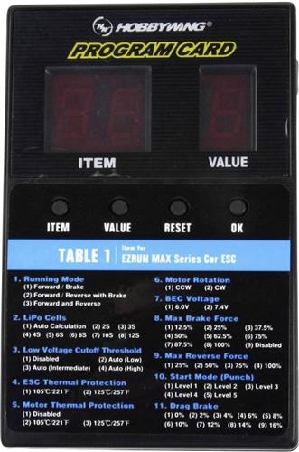 Hobbywing Programmeerbox Geschikt voor: Hobbywing Xerun, Ezrun, Seaking