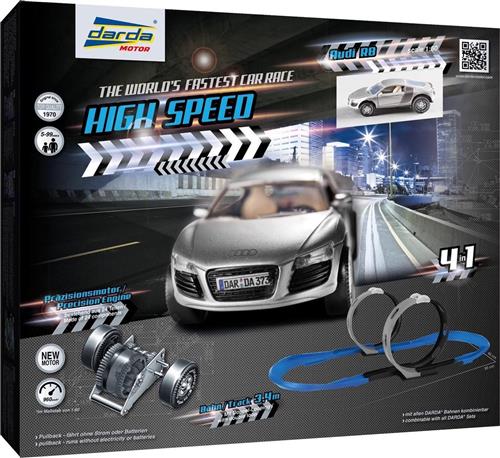 Darda Racebaan High Speed 3,4 Meter Blauw/grijs/zwart