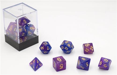 Dobbelstenen Stardust Single Paars 7set