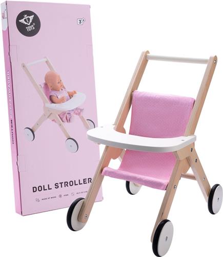 Engelhart Poppenwandelwagen roze/wit