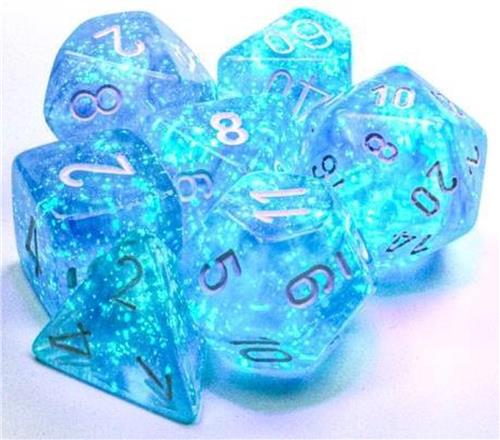 Chessex 7-Die set Borealis Luminary - Sky Blue/White