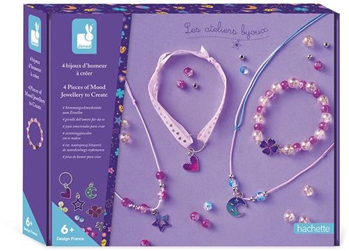 Janod Les Ateliers Bijoux - Creatief Pakket - Compleet Knutselpakket Om 4 Sieraden Te Maken - De Bedels Veranderen Van Kleur! - Ideaal Om Je Persoonlijkheid Te Laten Gelden - Geschikt Vanaf 6 Jaar