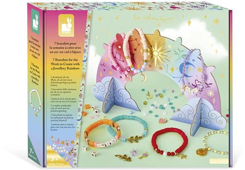 Janod Les Ateliers Bijoux - Knutselpakket Maak 7 Sieraden En Een Sieradenhouder - 7 Armbanden Om Te Maken En Te Dragen - Workshop Sieraden Maken Om Je Creativiteit Te Uiten - Geschikt Vanaf 7 Jaar
