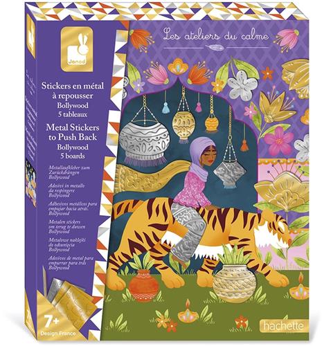 Janod Les Ateliers Du Calme - Knutselpakket Metallic Stickers Bollywood - 5 Bollywood-Schilderijen Om Te Versieren - Geschikt Vanaf 7 Jaar
