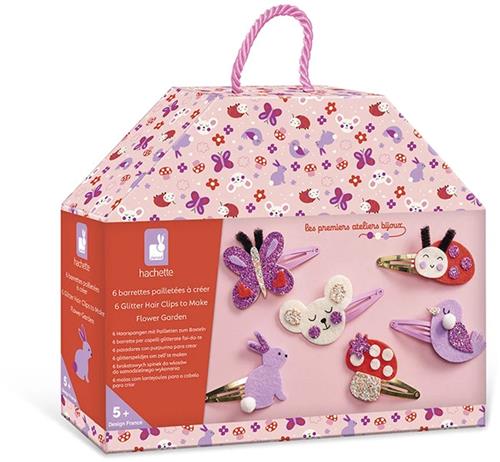 Janod Les Ateliers Bijoux - Maak Zelf 6 Bloementuin Haarclipjes - Complete Knutselset Met Vilten Tuindieren Met Glitter - Maak Je Eigen Creaties Om Vervolgens In Je Haar Te Dragen! - Geschikt Vanaf 5 Jaar