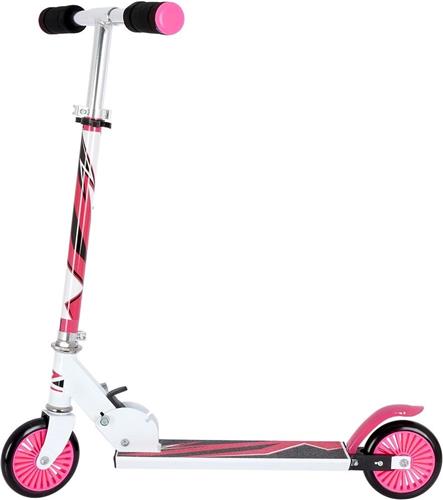 XQ Max Opvouwbare Kinder Step - Voetrem - Roze/Wit - Aluminium - Lichtgewicht