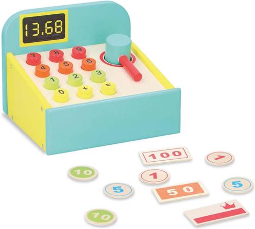 Marionette Wooden Toys Speelgoedkassa - Hout Speelgoed - Stimuleert de Zintuigen - 12 Stuks