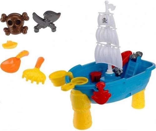 Eddy Toys Zand- en Watertafel Piraten - met 12 Accessoires - Buitenspeelgoed - 54 X 45 X 31 cm