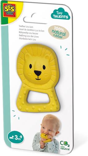 SES - Tiny Talents - Bijtspeeltje Lou leeuw - 100% natuurrubber - met handige zachte handgreep - gemaakt van veilige materialen