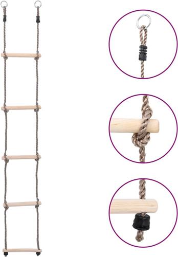 vidaXL - Ladder - met - 5 - sporten - 210 - cm - massief - grenenhout