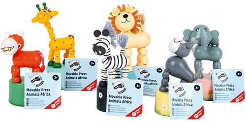 Small Foot - Houten Drukfiguur Wilde Dieren, Set van 6