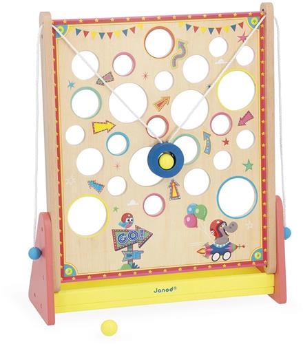 Janod Applepop - Spel De Gatenkaas - Concentratie Is De Sleutel Tot Het Winnen Van Het Spel - Wordt Geleverd Met 2 Houten Ballen - Een Behendigheidspel Voor Het Hele Gezin - Geschikt Vanaf 5 Jaar