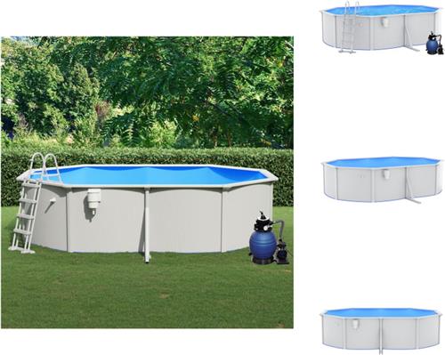 vidaXL Bovengronds Zwembad - 490x360x120 cm - Stalen Wand - Met Skimmer en Ladder - Zwembad