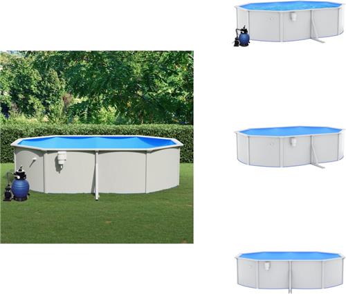 vidaXL Zwembad - Zwembaden - Tuinzwembad - Opbouwzwembad - Zwembad met zandfilterpomp 490x360x120 cm