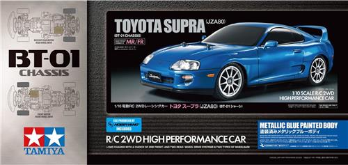 1:10 Tamiya 47505 RC Auto Toyota Supra (JZA80) Metallic Blauw Gespoten Body (BT-01) RC Plastic Modelbouwpakket