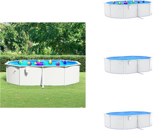 vidaXL Zwembad - Zwembaden - Frame Zwembad - Bovengronds Zwembad - Zwembad met stalen wand ovaal 490x360x120 cm wit
