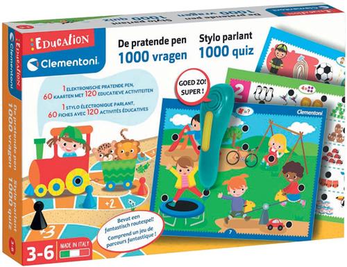 Clementoni - Pratende pen - Educatief Spel - 60 educatieve kaarten - 1000 vragen - van 3 tot 6 jaar