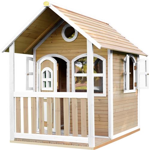 AXI Alex Speelhuis in Bruin/Wit - FSC hout - Houten Speelhuisje voor de tuin / buiten - Tuinhuisje met veranda voor kinderen - 10 jaar garantie