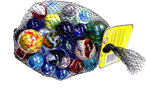 1 kilo knikker bonken in een netje - 4 verschillende formaten - knikkeren - buitenspeelgoed