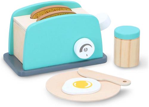 Marionette Wooden Toys Houten Speelgoed Toaster - 7 Onderdelen - FSC Keurmerk - Blauw