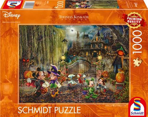 Schmidt puzzel - Thomas Kinkade Studios - Disney, Mickey & Minnie halloween fun, 1000 stukjes