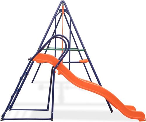 vidaXL-Schommelset-met-glijbaan-en-3-zitjes-oranje