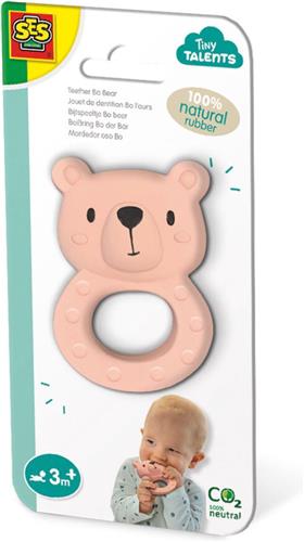 SES - Tiny Talents - Bijtspeeltje Bo beer - 100% natuurrubber - met handige zachte handgreep - gemaakt van veilige materialen