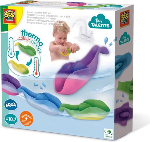 SES - Tiny Talents - Montessori Badspeelgoed - Kleurveranderende vissen op een rij - 3 stuks - veel speelmogelijkheden - verandert in van kleur door watertemperatuur