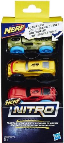 NERF Nitro Schuimauto's 3 stuks - rood, oranje en groen