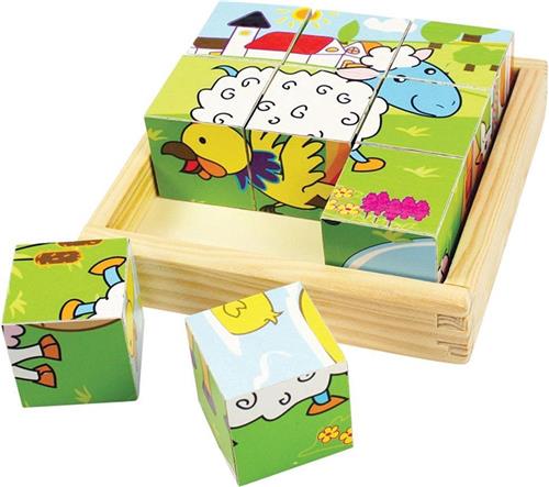 Blokpuzzel Boerderij - BIGJIGS - Compact Formaat - Puzzel Dieren