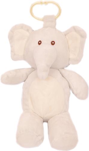 PIA Soft Toys Pluche olifant lichtgrijs met rammelaar 25 cm met ophangring
