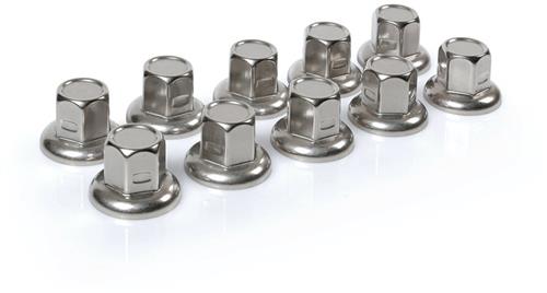 Amerikaanse, roestvrijstalen moerkapjes, platte kop, set van 10 stuks - 32 mm