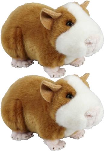 2x stuks pluche Cavia knuffel 18 cm - Cavia huisdieren knuffels - Speelgoed