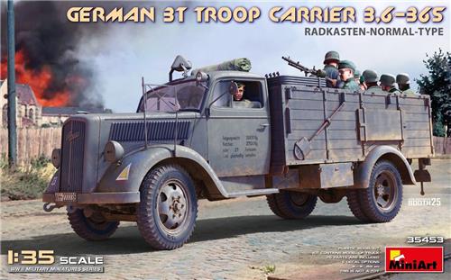 1:35 MiniArt 35453 Duitse Opel Blitz 3t Troepentransportvoertuig 3.6-36S - Radkasten-Normal-Type Plastic Modelbouwpakket