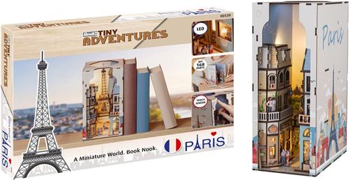 Revell 00539 Tiny Adventures - Franse Stad "Parijs" - Boekhoekje met LED Verlichting - 18x11x23cm Houten Modelbouwpakket