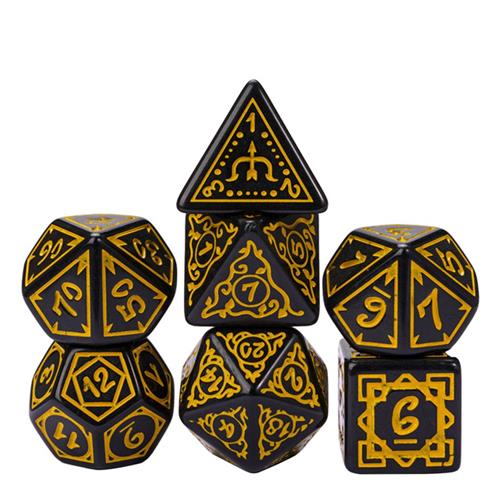 Dobbelst.Set Druide Zwart/Geel