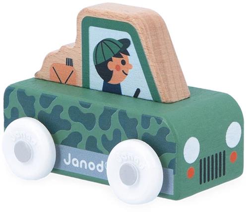 Janod Cross Roads - Houten Safaritruck - Kleine, Makkelijk Te Hanteren Terreinwagen - Stimuleert De Fijne Motoriek En Fantasie - Geschikt Vanaf 1 Jaar