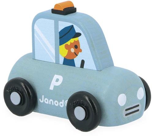 Janod Cross Roads - Houten Politiewagen - Kleine, Makkelijk Te Hanteren Politieauto - Stimuleert De Fijne Motoriek En Fantasie - Geschikt Vanaf 1 Jaar