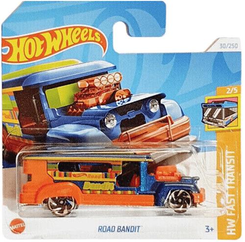 HOT WHEELS ROAD BANDIT BLUE ORANGE 30/250 HW FAST TRANSIT 2/5 1:64 SHORT CARD