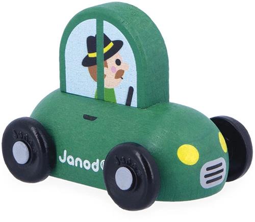Janod Cross Roads - Houten Auto - Kleine, Makkelijk Te Hanteren Groene Auto - Stimuleert De Fijne Motoriek En Fantasie - Geschikt Vanaf 1 Jaar