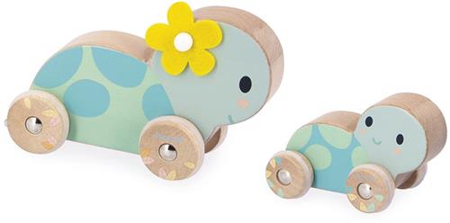 Janod Pure - Set Van 2 Duw Schildpadden - Met Geruisloze Siliconen Wielen - Schildpadjes Om Mee Te Rollen Als Kinderen Op Ontdekkingstocht Gaan - Geschikt Vanaf 1 Jaar