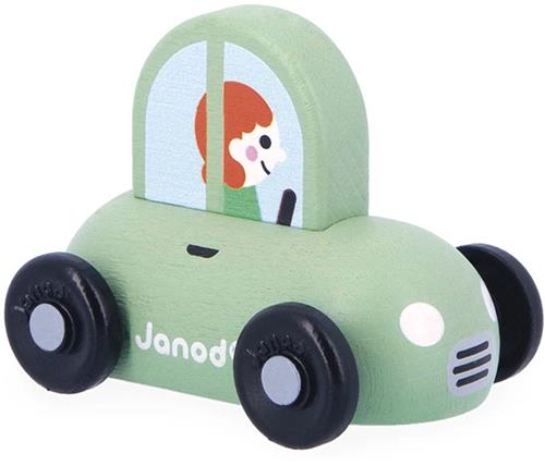 Janod Cross Roads - Houten Groene Auto - Kleine, Makkelijk Te Hanteren Auto - Stimuleert De Fijne Motoriek En Fantasie - Geschikt Vanaf 1 Jaar