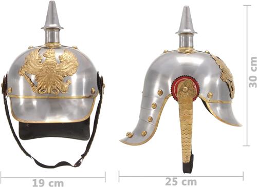 Pickelhaube Germaans replica LARP staal zilverkleurig