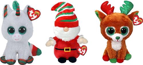 Ty Beanie Boo Kerst Knuffel - Pakket - met Tinseltoes, Snowfall en Gnewman - Christmas - Voordeel