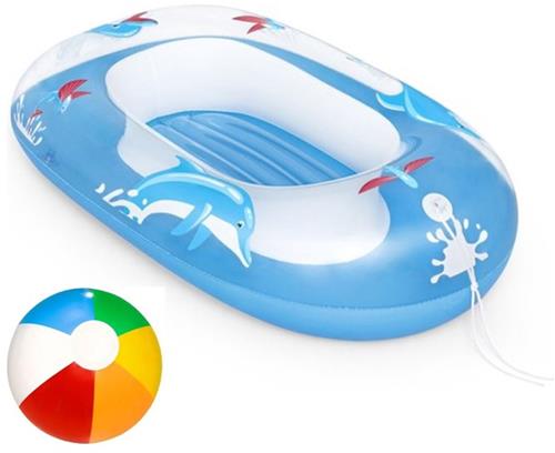 Bestway Opblaasbootje 102x69 cm met Strandbal - Bootje Opblaasboot Zwembad - Baby Float - Boot - Kinderen - Rubberboot