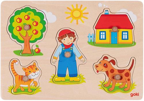 Goki Houten Noppenpuzzel, 5st.