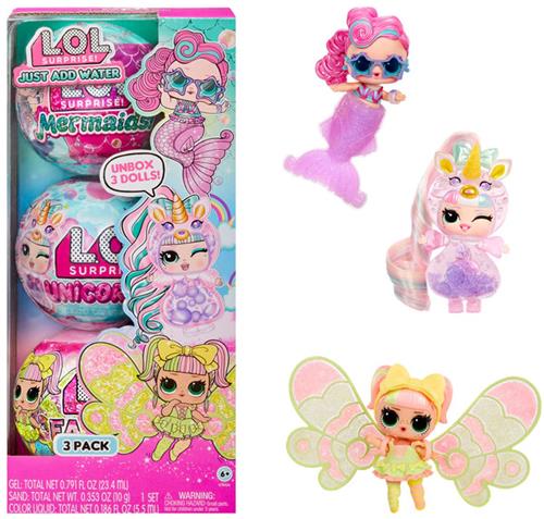 L.O.L. Surprise! Tots Just Add Water 3-Pack, Kleine pop, Vrouw, 6 jaar, Jongen/meisje, Meerkleurig