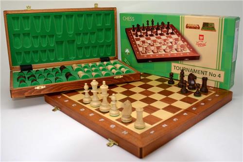 Schaakcassette Tournament 4 mahonie/essen 41x20cm.